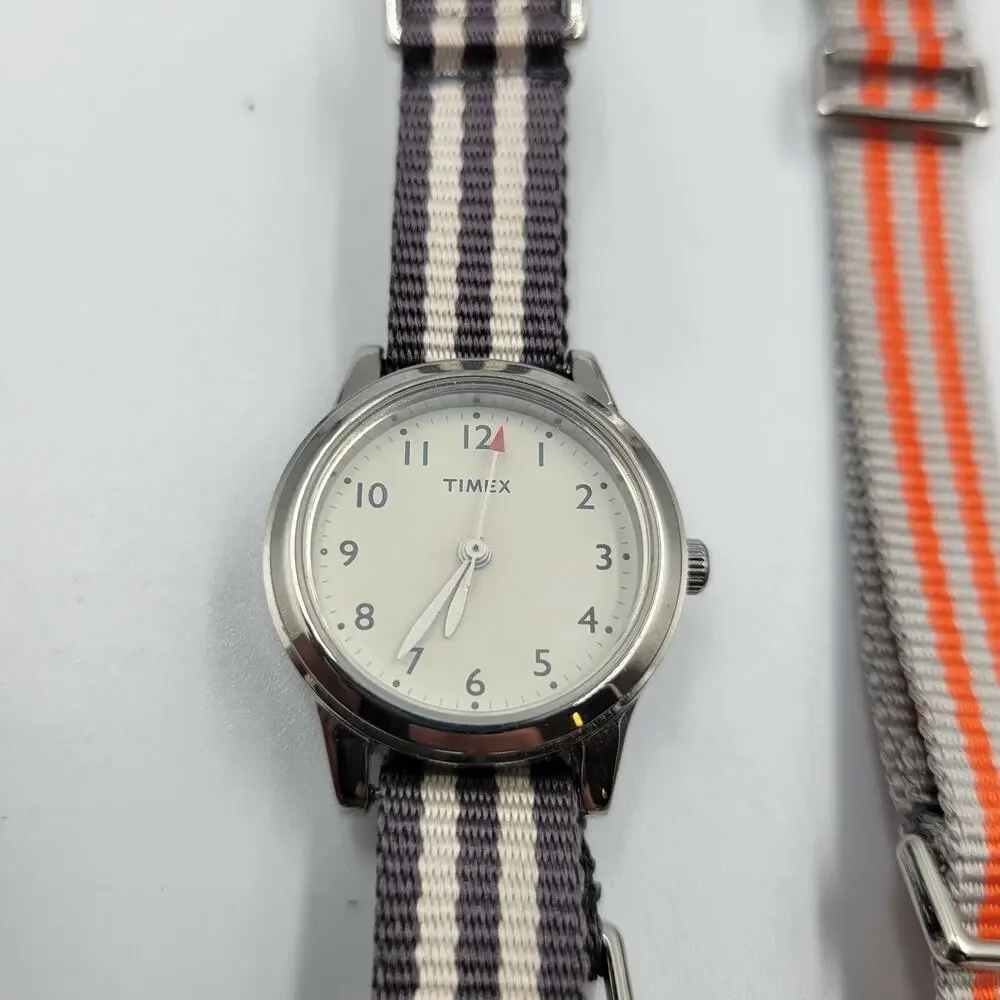 Timex Women's Originals T2N508 Silver Nylon Quartz WRIST WATCH WITH 9 STRAPS